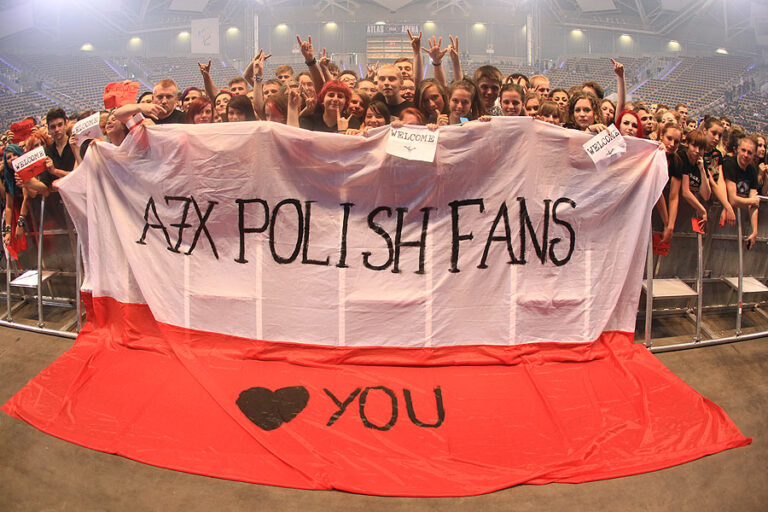 A7X Polish Fans z flagą podczas koncertu w Łodzi